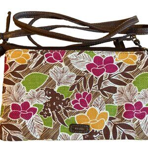 Relic by Fossil Purse Flowers Brown Crossbody Canvas/Faux Leather Brown Strap